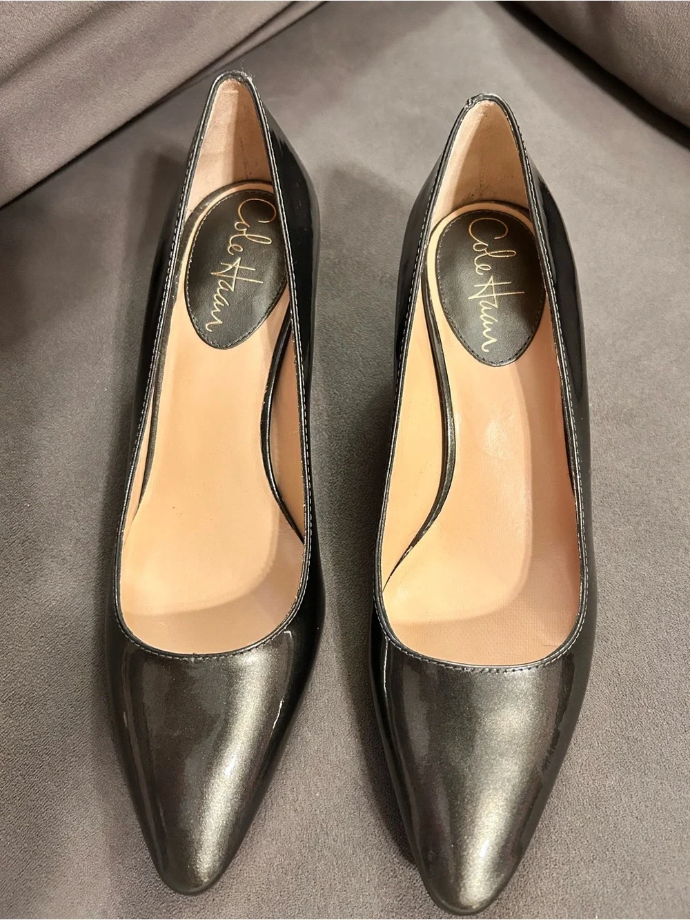 Cole Haan Miranda pumps metallic pewter finish, pointed toe size 6B